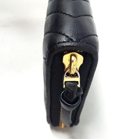 Tory Burch Alexa Zip Around Continental Leather Wallet Geometric Quilted Black - Picture 10 of 10